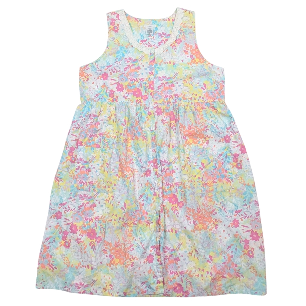 Pink K Dress Women's Sz XL Multicolor Floral Spring Summer Garden Dress Easter